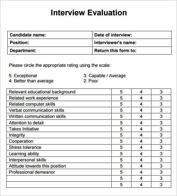 Companies can save time by using free templates to base their interview evaluation forms on.