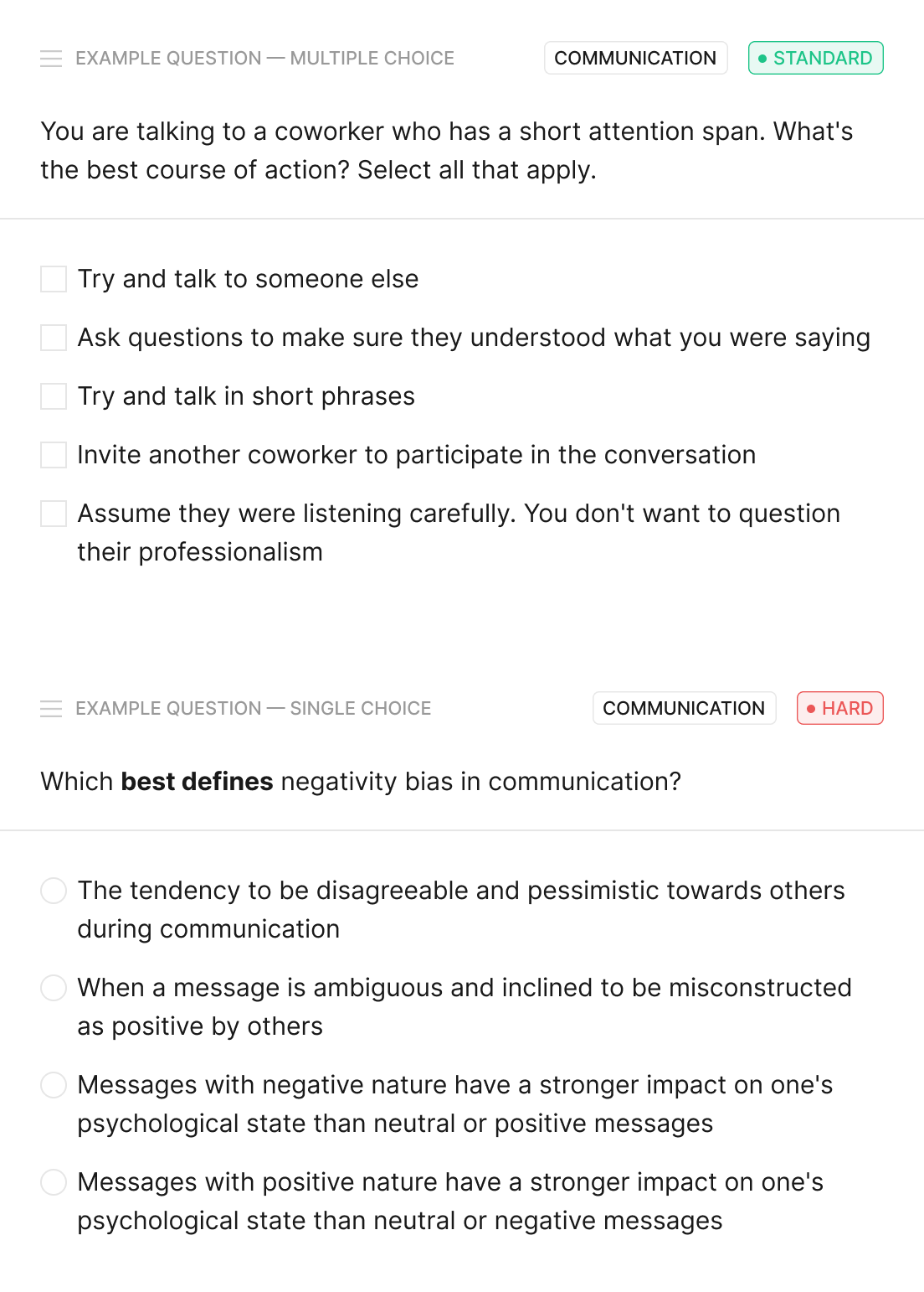 soft skills question samples on Toggl Hire
